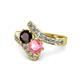 1 - Eleni Red Garnet and Pink Tourmaline with Side Diamonds Bypass Ring 