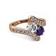 2 - Eleni Diamond and Blue Sapphire with Side Diamonds Bypass Ring 