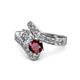 1 - Eleni Diamond and Ruby with Side Diamonds Bypass Ring 