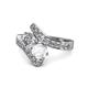 1 - Eleni Diamond and White Sapphire with Side Diamonds Bypass Ring 