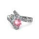 1 - Eleni Diamond and Pink Tourmaline with Side Diamonds Bypass Ring 