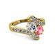 2 - Eleni Diamond and Pink Tourmaline with Side Diamonds Bypass Ring 