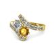 1 - Eleni Diamond and Citrine with Side Diamonds Bypass Ring 