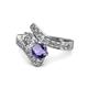 1 - Eleni Diamond and Iolite with Side Diamonds Bypass Ring 