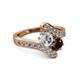 2 - Eleni Diamond and Red Garnet with Side Diamonds Bypass Ring 