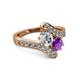 2 - Eleni Diamond and Amethyst with Side Diamonds Bypass Ring 