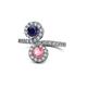 1 - Kevia Blue Sapphire and Pink Tourmaline with Side Diamonds Bypass Ring 