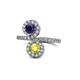 1 - Kevia Blue Sapphire and Yellow Diamond with Side Diamonds Bypass Ring 