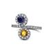 1 - Kevia Blue Sapphire and Citrine with Side Diamonds Bypass Ring 