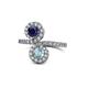 1 - Kevia Blue Sapphire and Aquamarine with Side Diamonds Bypass Ring 