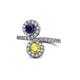 1 - Kevia Blue and Yellow Sapphire with Side Diamonds Bypass Ring 