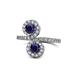 1 - Kevia Blue Sapphire with Side Diamonds Bypass Ring 