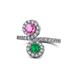 1 - Kevia Pink Sapphire and Emerald with Side Diamonds Bypass Ring 