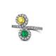 1 - Kevia Yellow Sapphire and Emerald with Side Diamonds Bypass Ring 