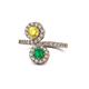 1 - Kevia Yellow Sapphire and Emerald with Side Diamonds Bypass Ring 