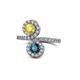 1 - Kevia Yellow Sapphire and Blue Diamond with Side Diamonds Bypass Ring 