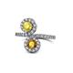 1 - Kevia Yellow Sapphire and Citrine with Side Diamonds Bypass Ring 