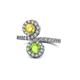 1 - Kevia Yellow Sapphire and Peridot with Side Diamonds Bypass Ring 
