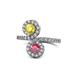 1 - Kevia Yellow Sapphire and Rhodolite Garnet with Side Diamonds Bypass Ring 