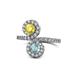 1 - Kevia Yellow Sapphire and Aquamarine with Side Diamonds Bypass Ring 