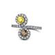 1 - Kevia Yellow Sapphire and Smoky Quartz with Side Diamonds Bypass Ring 