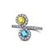 1 - Kevia Yellow Sapphire and London Blue Topaz with Side Diamonds Bypass Ring 