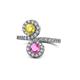 1 - Kevia Yellow and Pink Sapphire with Side Diamonds Bypass Ring 