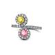 1 - Kevia Yellow Sapphire and Pink Tourmaline with Side Diamonds Bypass Ring 