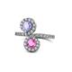 1 - Kevia Tanzanite and Pink Sapphire with Side Diamonds Bypass Ring 