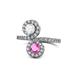 1 - Kevia White and Pink Sapphire with Side Diamonds Bypass Ring 