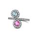 1 - Kevia Aquamarine and Pink Sapphire with Side Diamonds Bypass Ring 