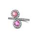 1 - Kevia Pink Tourmaline and Pink Sapphire with Side Diamonds Bypass Ring 