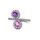 1 - Kevia Amethyst and Pink Sapphire with Side Diamonds Bypass Ring 