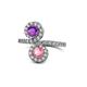 1 - Kevia Amethyst and Pink Tourmaline with Side Diamonds Bypass Ring 