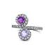 1 - Kevia Amethyst and Tanzanite with Side Diamonds Bypass Ring 