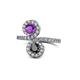 1 - Kevia Amethyst and Black Diamond with Side Diamonds Bypass Ring 