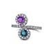1 - Kevia Amethyst and Blue Diamond with Side Diamonds Bypass Ring 