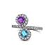 1 - Kevia Amethyst and London Blue Topaz with Side Diamonds Bypass Ring 