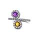 1 - Kevia Amethyst and Citrine with Side Diamonds Bypass Ring 