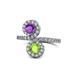1 - Kevia Amethyst and Peridot with Side Diamonds Bypass Ring 