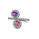 1 - Kevia Amethyst and Rhodolite Garnet with Side Diamonds Bypass Ring 