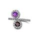 1 - Kevia Amethyst and Red Garnet with Side Diamonds Bypass Ring 