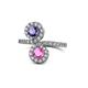 1 - Kevia Iolite and Pink Sapphire with Side Diamonds Bypass Ring 