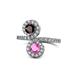 1 - Kevia Red Garnet and Pink Sapphire with Side Diamonds Bypass Ring 