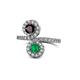 1 - Kevia Red Garnet and Emerald with Side Diamonds Bypass Ring 