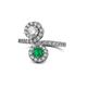 1 - Kevia Diamond and Emerald with Side Diamonds Bypass Ring 
