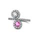 1 - Kevia Diamond and Pink Sapphire with Side Diamonds Bypass Ring 