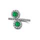 1 - Kevia Emerald with Side Diamonds Bypass Ring 