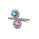 1 - Kevia London Blue Topaz and Pink Sapphire with Side Diamonds Bypass Ring 