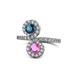 1 - Kevia Blue Diamond and Pink Sapphire with Side Diamonds Bypass Ring 